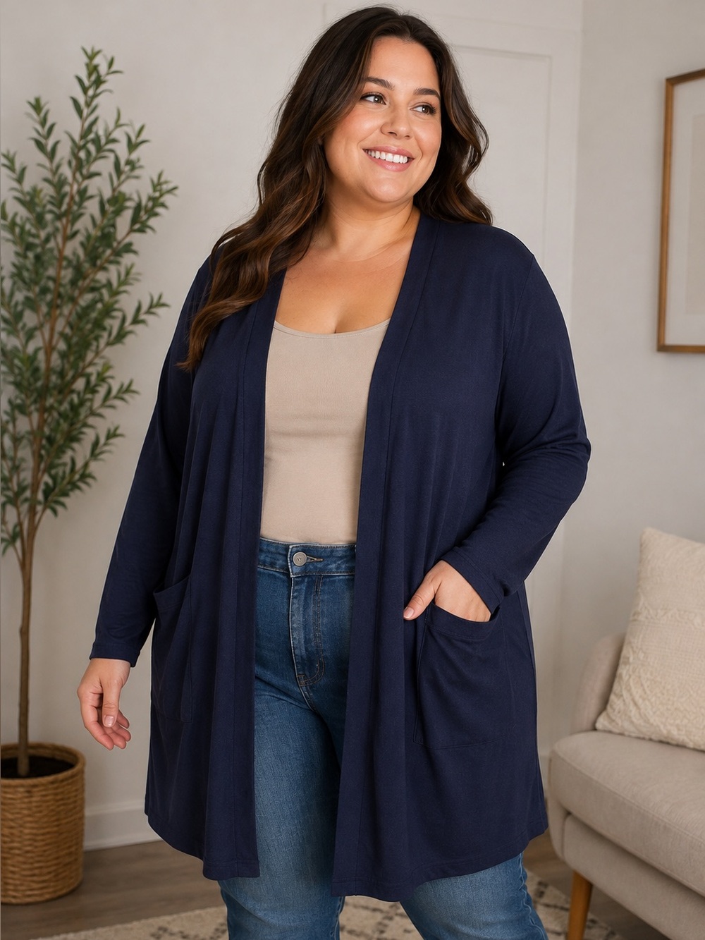 PLUS SIZE O/S EUC Navy Blue Open Cardigan- AS IS